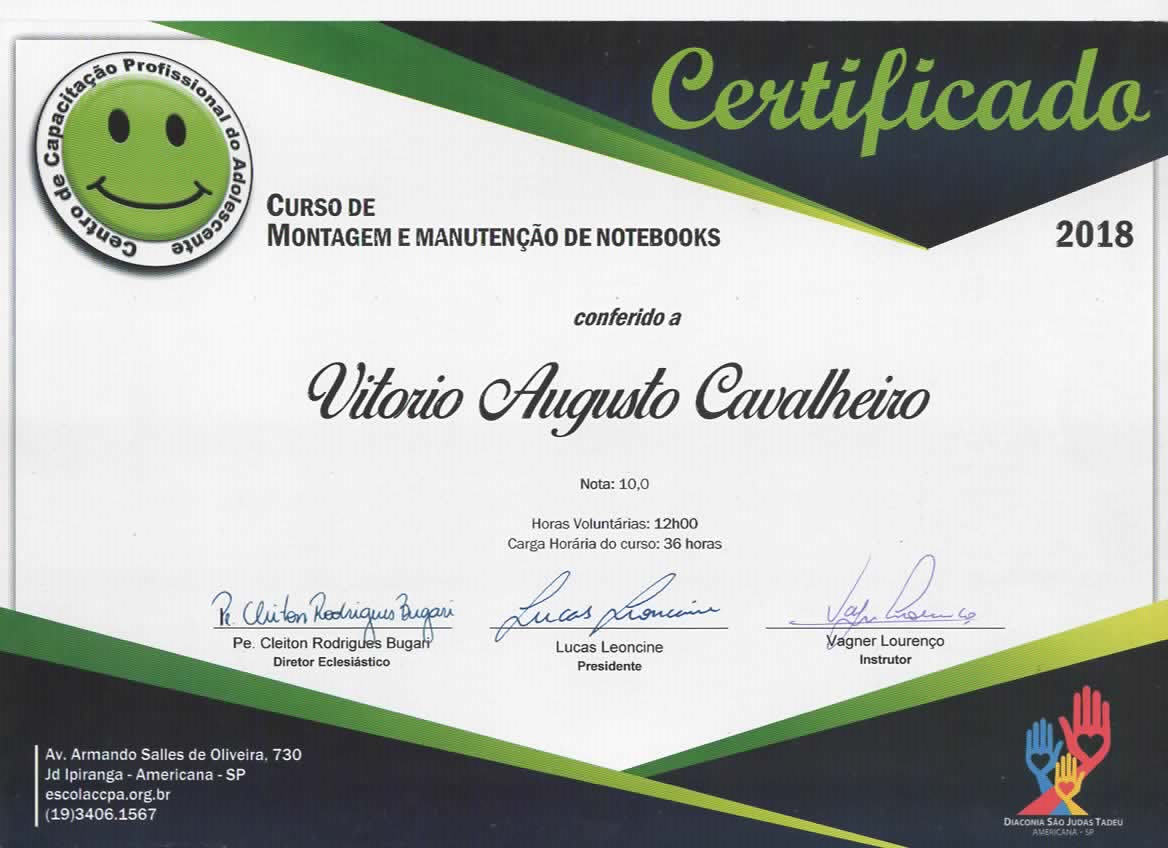 Certificado de Montagem e Manutenção de Notebooks